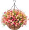 Everlasting Spring Charm: Artificial Hanging Flowers with Coconut-Lined Basket